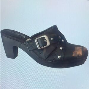 Black Platform Clogs with Buckle